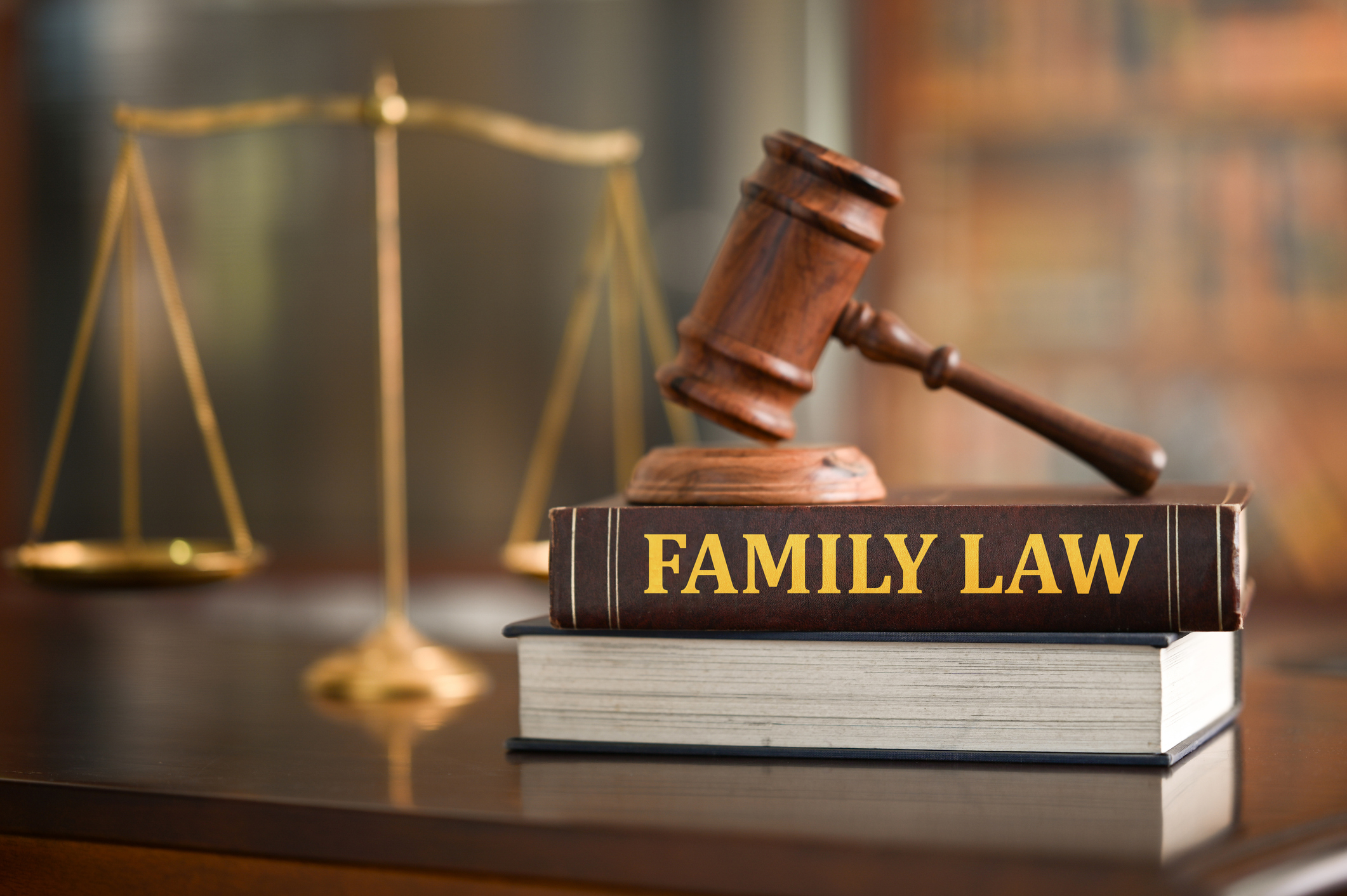 Family law, justice symbol, legal concept