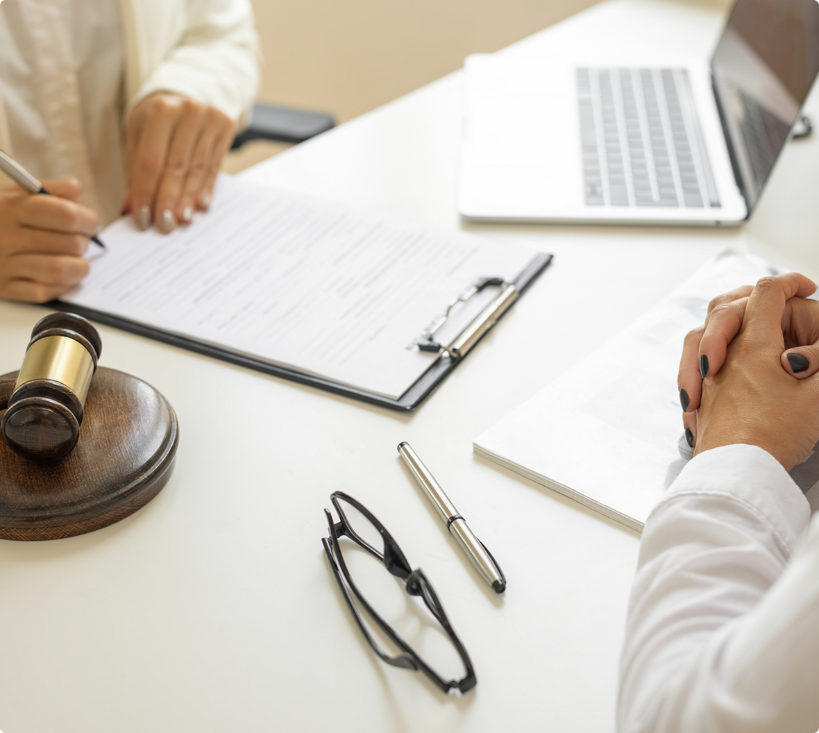 Legal consultation with gavel and laptop