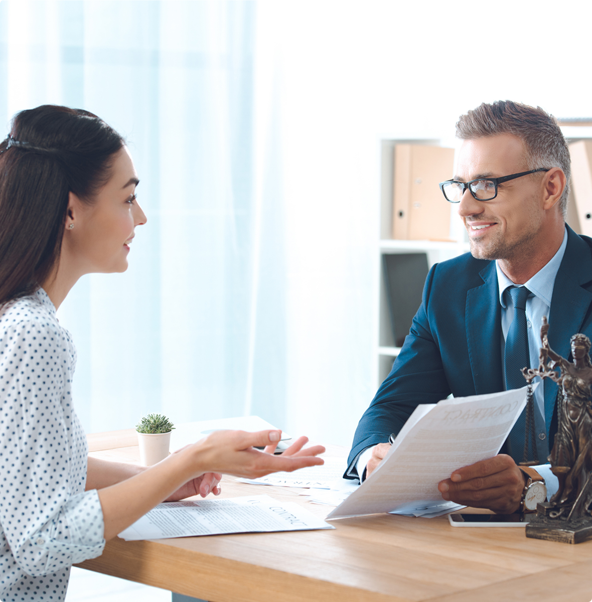 Legal consultation with smiling lawyer
