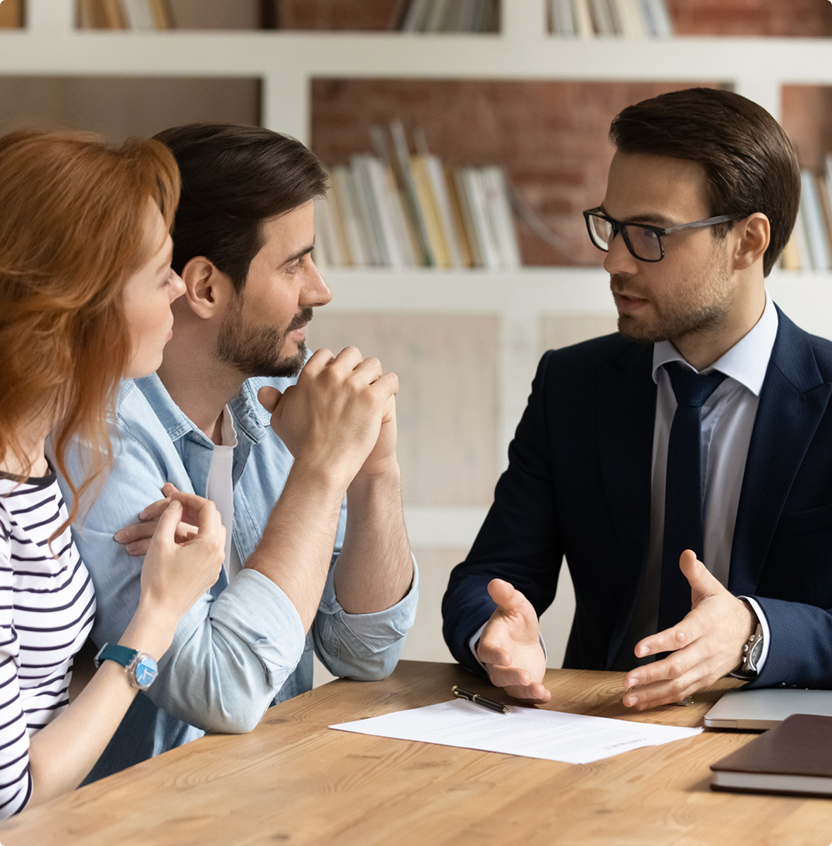 Man and woman discuss finances